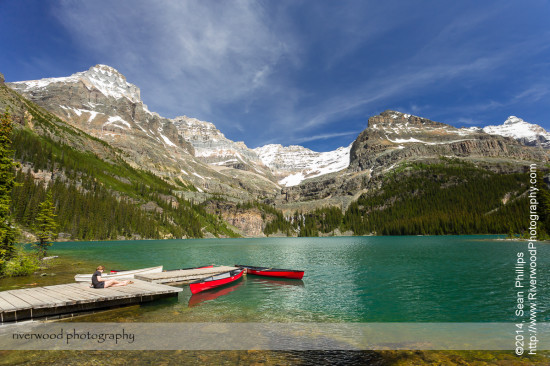 Canoes on the Dock at Lake O'Hara Lodge