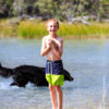 Swimming in the Mistaya River at Waterfowl Lakes Campground
