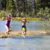 Swimming in the Mistaya River at Waterfowl Lakes Campground