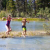 Swimming in the Mistaya River at Waterfowl Lakes Campground