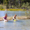 Swimming in the Mistaya River at Waterfowl Lakes Campground