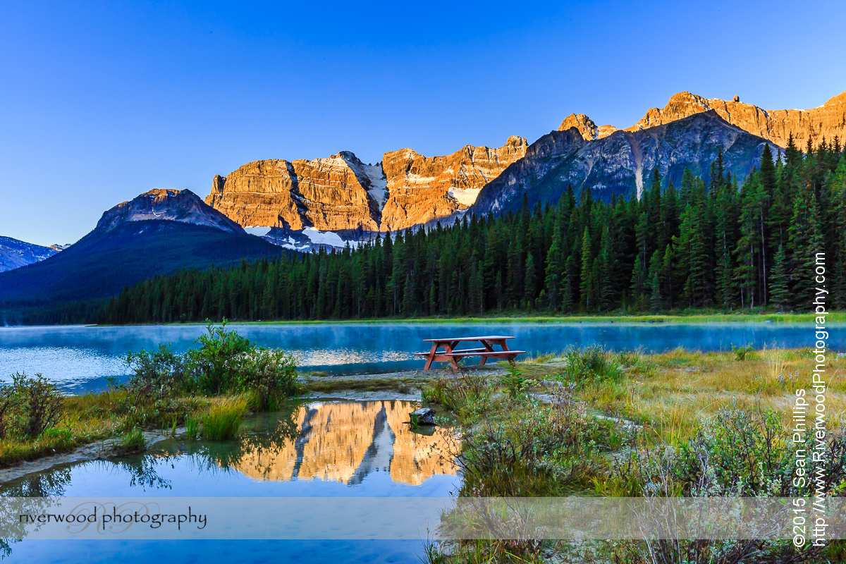 Upper Waterfowl Lake at Sunrise